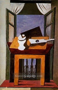 leben - Stillleben sur une table devant une fenetre ouverte 1919 kubist Pablo Picasso